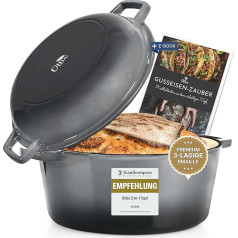 Ottia Cast Iron Pot [Includes eRecipe Book] – High-Quality Enamel Pot 26 cm – Ideal Cast Iron Bread Pot for Baking, Cast Iron Pot, Bread Baking, Bread, Roaster, Casserole Pot for Induction Cookers