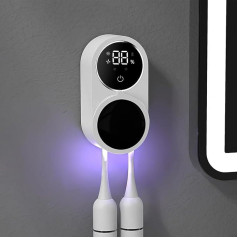 Maxspace Toothbrush Holder, Toothbrush Holder, Electric Toothbrush for Wall Mounting with Drying, Disinfectant Toothbrush Cup Holder, No Drilling, with 2 Toothbrush Slots (White)