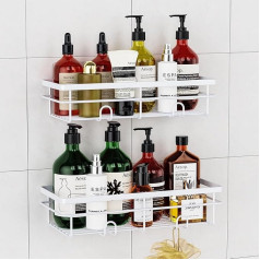 Uamector Shower Shelf, No Drilling, Rustproof, Bathroom Shelf, Shampoo Holder for Shower (White, Pack of 2)