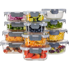 Igluu Meal Prep Glass Containers with Lids (Pack of 12) - Meal Prep Containers, Microwave, Oven, Freezer and Dishwasher Safe - Leak-proof Food Storage Containers with Lids