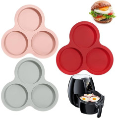 Silicone Air Fryer Egg Mold, Non-Stick Air Fryer Accessories with 3 Cavities for Air Fryers from 6 QT