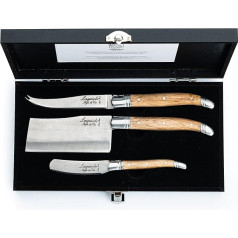 Laguiole Style de Vie Luxury Line Cheese Knife 3-Piece Oak Wood