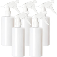 Youngever Set of 5 500 ml Spray Bottles, Transparent, Empty Plastic Spray Bottles Set for Hair and Cleaning Solutions, Travel, Gardening (White)