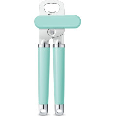 Urbanstrive XL Large Heavy Duty Can Opener, Manual Smooth Edges, Hand Held Can Opener for Seniors, Stainless Steel, Comfortable Handle, Built-in Bottle Opener, 22cm, Mint Green