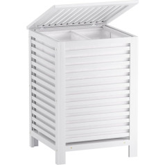 SMIBUY Large Bamboo Laundry Basket with Lid for Storing Clothes, Toys and Towels (White)