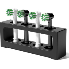 Toothbrush Head Holder for Electric, Toothbrush Holder Aluminium Alloy 4 Toothbrush Heads Holder for Bathroom, Toothbrush Head Holder (Black)