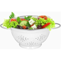 Kosma Stainless Steel Heavy Duty Extra Deep Colander, Size 24cm | Pasta Salad Fruit Food Vegetable Strainer in Brilliant Ivory Food Grade Powder Coating