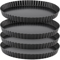 4 Pack Non-Stick Tart Pans 30cm Loose Base Round Fluted Quiche Pan Large Cake Pan for Baking Cake Pan Quiche Pan Quiche Pan Fruit Pie Pan