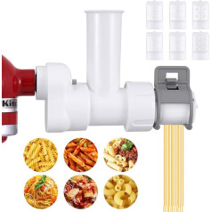 Pasta Maker Attachment for KitchenAid Stand Mixer, 6 Different Shapes of Pasta Outlet, Durable Pasta Press Attachments and Cleaning Brush, White