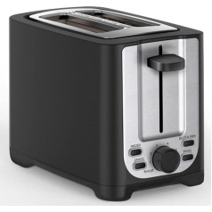 BELLA 2 Slice Toaster with Automatic Shut-Off, Extra Wide Slots and Removable Crumb Drawer as well as Demolition, Defrost and Reheat Function, Stainless Steel and Black