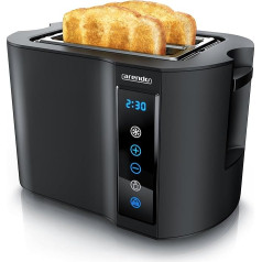Arendo - Touch Toaster 2 Slice Stainless Steel - Touch Panel - Digital Display Remaining Time Display - 800 W - Double Wall Housing - With Bun Attachment - 7 Browning Levels - Bread Slicing - Black