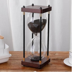 Hourglass 30 Minutes, Hourglass Timer Decorative Glass Hourglass Hourglass Hourglass Sand Timer Wooden Hourglass Decoration for Home, Desk, Office, Wedding Decoration (Black)