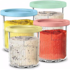 Set of 4 Creami Containers for Ninja NC501EU NC500 Series Creami Deluxe Ice Cream Makers, Reusable Ice Containers with Leak-proof Lids for 24 oz/680 ml Food