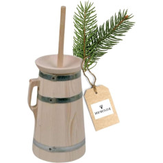 HOFMEISTER® Wooden Butter Barrel for 2 Litres of Cream, Make Butter Yourself, Authentic Böttcherware Made of Untreated Spruce, for Decoration or as a Gift, 42 cm