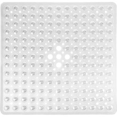 Yimobra Shower Mat, Non-Slip Shower Mat with Suction Cups, Safety Mould Resistant Shower Mat with Drainage Holes, Non-Slip Shower Mat, BPA Free, Machine Washable, 53 x 53 cm, Transparent