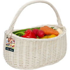 KOTARBAU® Wicker Shopping Basket Braided 440 x 280 mm White Large Shopping Basket Braided Wicker Baskets Basket with Handle Shopping Baskets Wicker Basket Mushroom Basket