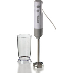 Ariete Breakfast 604 Hand Blender, Mini Purée Stick with 2 Speeds, Stainless Steel Blade, Removable Base, Transparent Measuring Cup, 700 W, White