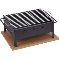 SAUVIC TABLE BARBECUE WITH 18/8 STAINLESS STEEL GRILL RACK 30X25 CM, Black, 39.5x27x14 cm