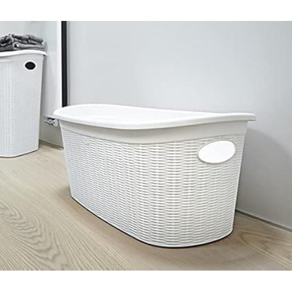 Stefanplast Elegance Laundry Basket, Plastic, White, 38 x 58 x 28 cm