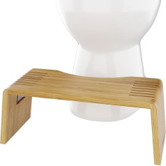 Squatty Potty Oslo Folding Bamboo Toilet Stool - 7 Inch Folding Bathroom Stool for Adults and Children, Brown