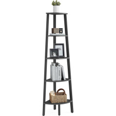 VASAGLE Corner Shelf, Bookcase with 5 Tiers, Ladder Shelf, Storage Shelf, Plant Shelf for Living Room, Industrial Design, with Steel Frame, Anthracite Grey Matte Black LLS035B02