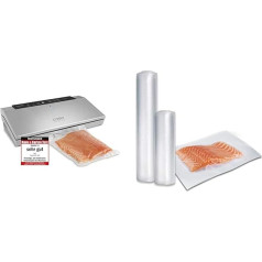CASO GourmetVAC 380 - Vakuumierer - doppelte Schweißnaht -Inkl. 10 Beutel 20 x 30 cm & 1235 Profi-Folienset 1 (50x Folienbeutel 20 x 30 cm, 1x Folienrolle 20 x 600 cm, 1x Folienrolle 30 x 600 cm)