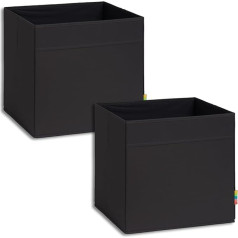 Set of 2 Storage Box Shelves, Foldable & Extra Sturdy Kallax Boxes Storage, Storage Basket, Shelf Box for Cube Shelf, Ideal for Home and Children's Room, 33 x 33 x 33 cm, Black