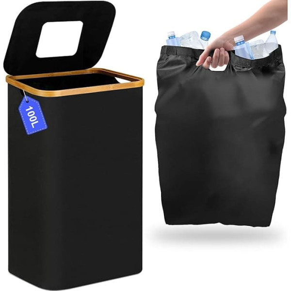 EUZLABBY 100 L deposit bottles collection container, bottle collector with removable inner pocket, foldable, deposit bottle organiser, deposit bottle storage, kitchen storage room bottle bag.