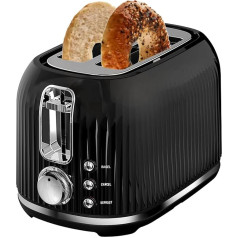 Longdeem 2 Slice Toaster, Wide Slots, Auto Shut-Off, 6 Shade Dial. Perfect for Fruit Bread, Bagels, Waffles, Lift and Appearance and Freezing Options, Crumb Drawer