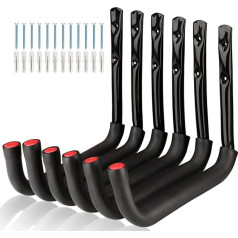 Garage Storage Ladder Hooks 6 Pack Heavy Duty Clothes Hangers 25cm Wall Mount Holds 23kg (23cm x 25cm)