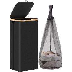 Laundry Basket, 100 L Laundry Hamper with Lid, 2 Compartments, Removable Laundry Bag, Storage Basket, Foldable Laundry Baskets for Living Room, Bathroom, Laundry | Black