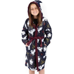 Harry Potter Bathrobe for Girls | Kids Two Options Red Hogwarts or Blue Hedwig Pyjama Robe | Magic Bathrobe with Witch Hat Hood