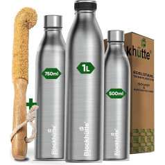 Stainless Steel Insulated Drinking Bottle 350 ml, 500 ml, 750 ml, 1 Litre with Natural Bristles - Bottle Brush | Thermos Flask Dishwasher Safe & Suitable for Carbon Dioxide | Insulated Bottle, for Children (1000 ml)