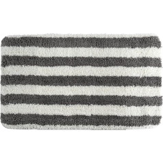 MSV Bath mat Quito of Microfiber 50X80cm in White/Grey, Microfibre, 50 x 80 cm