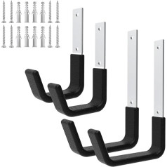 Heavy Duty Garage Storage Utility Hooks Wall Mount Garage Hooks Heavy Duty Garage Wall Hooks Ladder Hooks Leaf Blower Hangers (2 Small and 2 Medium)