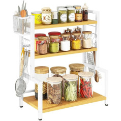YMYNY Standing Kitchen Rack Spice Rack 3 Tier Worktop Storage Rack Natural Color HSR006N