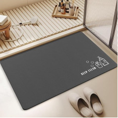 Siliget Bath Mat for Bathroom, 60 x 40 cm, Quick Drying Non-Slip Absorbent Magic Mat Kitchen Washable Bathroom Rug Toilet Anti-Mould Dark Grey