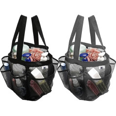 Mesh Beach Bag Shower Bag with 8 Portable Bags, Toiletry Bag for Hanging Shower with Carry Handle, Foldable Bag Make Up Organiser for Shampoo, Soap and Other Bathroom Accessories
