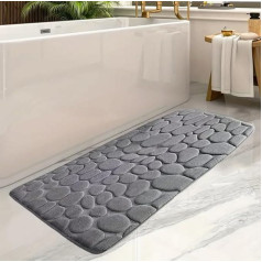 C-ZAM Non Slip Memory Foam Bath Mat Absorbent and Machine Washable Bathroom Shower Bath Mat Large Size - 50x120cm (Grey)