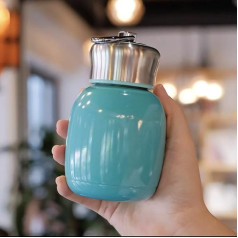 Cute Water Bottle 200ml Stainless Steel Small Thermal Flask Coffee Mug Juice Milk Vacuum Hot Cold Water Bottle for Travel and Home (Blue)