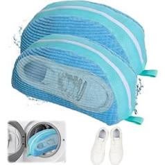 EUIOOVM Pack of 2 Shoe Wash Bags, Washing Machine, Shoes, Wash Bag, Trainers, Reusable Shoe Bag, Sneaker Wash Bag with Non-Slip Zip, for All Shoe Types, Sector Blue