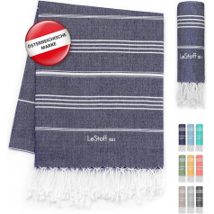 LeStoff Premium Hammam Towel XXL 200 x 200 cm - 100% Organic Cotton, Prewashed, Sustainable, Lightweight, Absorbent & Quick Drying, Picnic Blanket, Beach Towel, for Beach, Bathroom, Yoga, Camping &