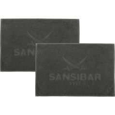 Sansibar Bath Mat Set of 2 50 x 80 cm 100% Cotton Fine Pile Bath Mat Anthracite