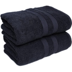 FB 2 x Extra Large Super Jumbo Bath Towels (100 x 200 cm - 600 g/m²) Luxury 100% Combed Egyptian Cotton Towel Super Soft Premium Hotel Quality Quick Drying Bathroom Towels Set (Black)