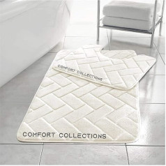 Comfort Collections Memory Foam Bath Mat Set Pedestal Mat Bathroom Rug Soft Absorbent Non-Slip Cream Bath Mat (50 x 80 cm) and Pedestal Mat (50 x 40 cm) Approx