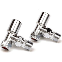 Milano 15mm Chrome Angled Towel Rail Radiator Valve Set (Standard Heating Size), Central Heating & Column Radiator