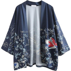 Japanese Kimono Jacket Robe - Traditional Classic Haori Clothing Tokyo Harajuku Antique Styles Floral Loose Jacket Robe Costume Bathrobe Sleepwear for Women Men Girls
