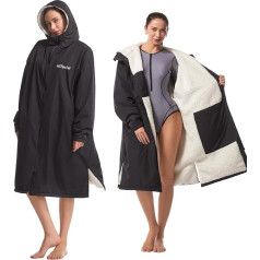 Hiturbo Adult Waterproof Bathrobe: Windproof Warm Bathrobe, Oversized Coat, Surf Poncho with Fleece Lining