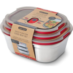 BLACK + BLUM Multifunctional Lunch Box Set | 600, 900, 1200 ml | Stainless Steel Lunch Box Freezer, Microwave & Oven Safe | 100% Leak-Proof Lunch Box | Meal Prep Boxes with Vacuum Seal | BPA Free