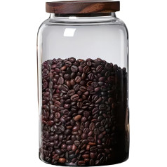 Toolzia Glass Storage Jar with Wooden Lid Stackable Transparent Food Coffee Flour Spaghetti Biscuits (2500ml)
